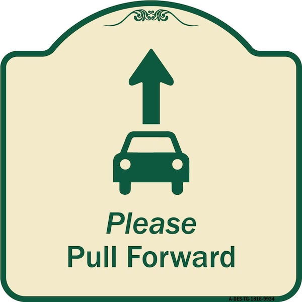 Designer Series-Please Pull Forward With Graphic And Ahead Arrow, 18" x 18", TG-1818-9934